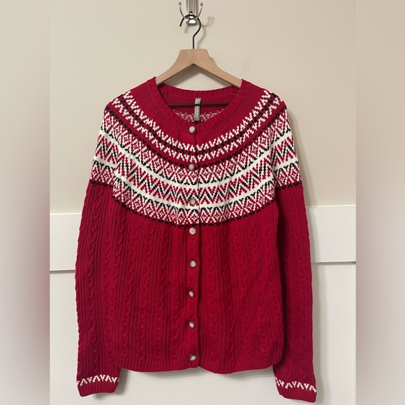 SOLD Hanna Andersson Holiday Inspired Red Black White Knit Sweater Large - Picture 2 of 9